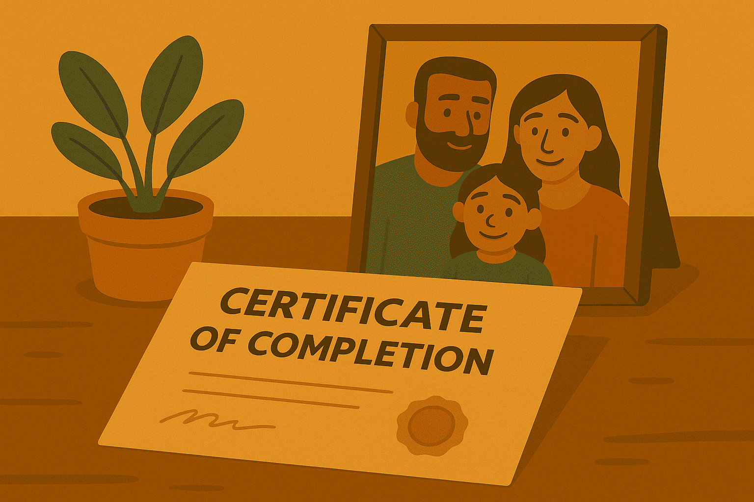 Certificate on the table